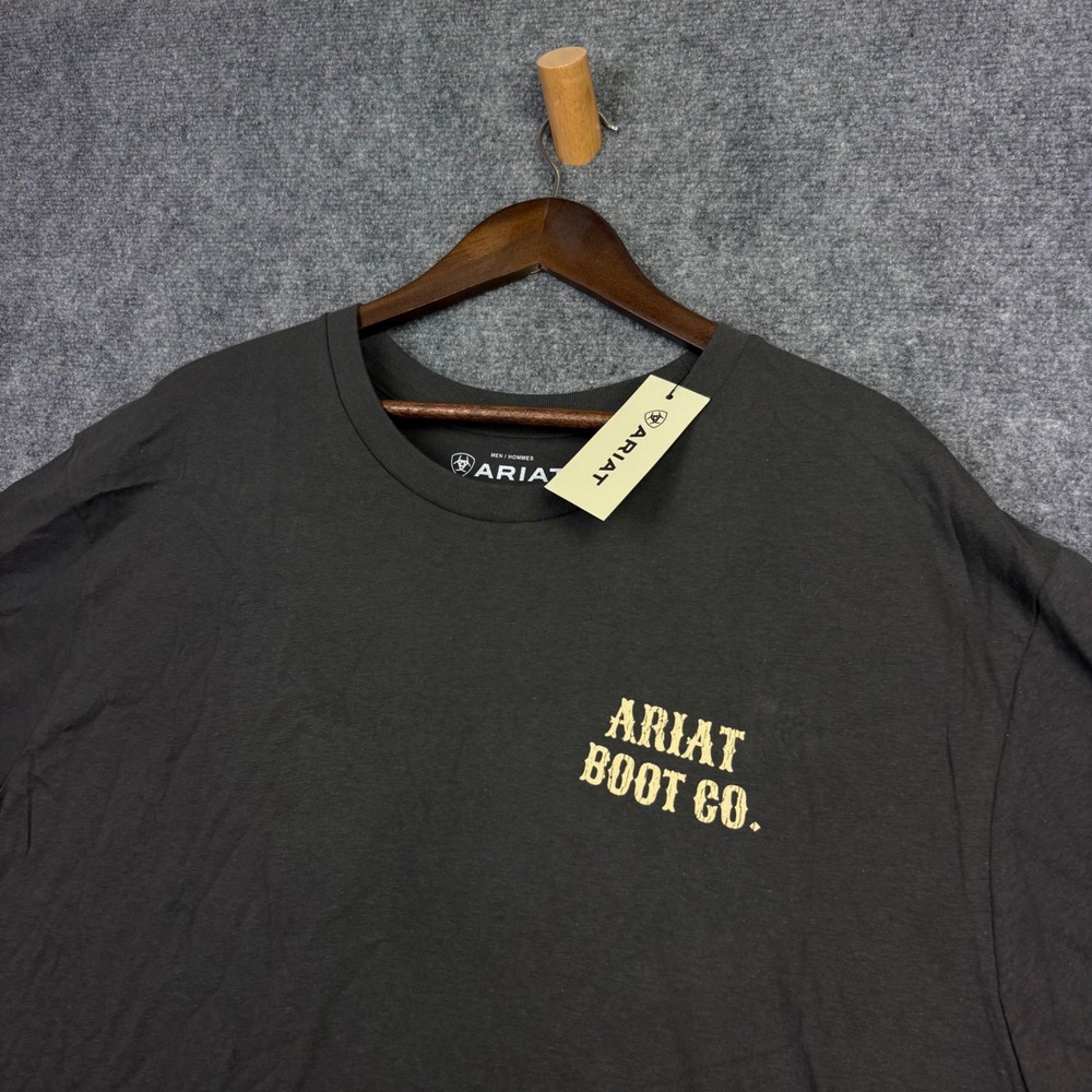 Ariat T-Shirt Mens XXL Charcoal Grey Cocky Cowboy Rooster Graphic Cotton New